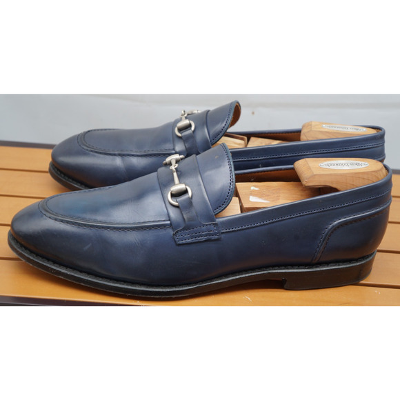 Allen Edmonds "RANDOLPH" Men's Leather BIT Penny Loafers 13 D Navy (580N) - Picture 9 of 15